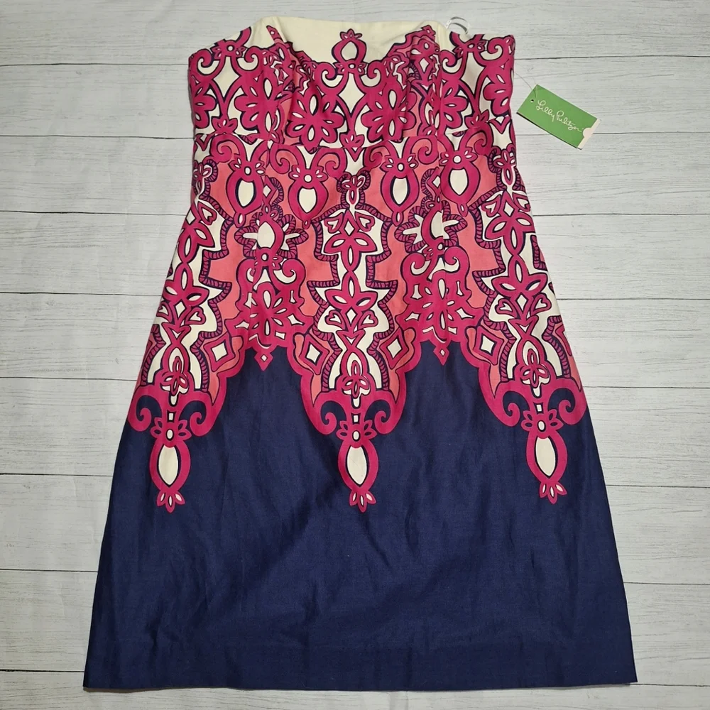 NEW Lilly Pulitzer Bowen Chorus Girl Strapless Dress Fully Lined 100% Cotton 8 - Picture 2 of 6